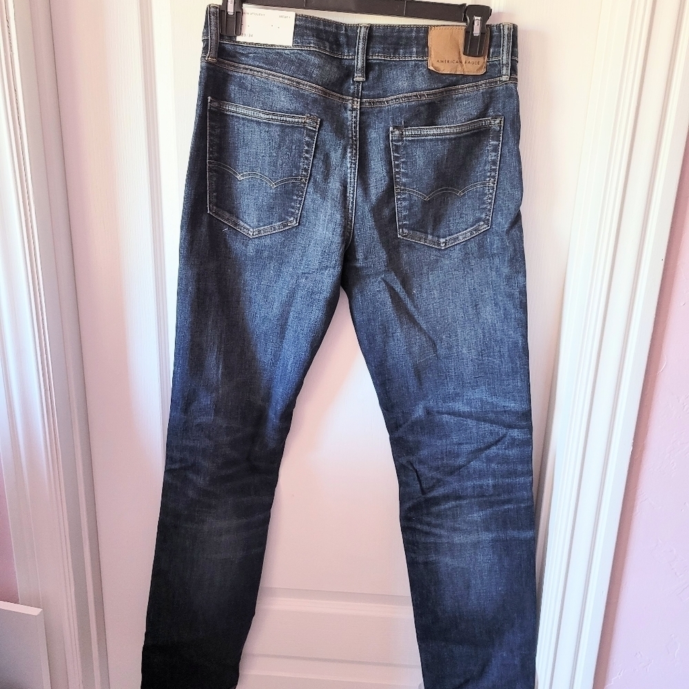COPY - AE Airflex Slim Straight Leg Jeans Blue Size 33W 34L - Picture 6 of 7